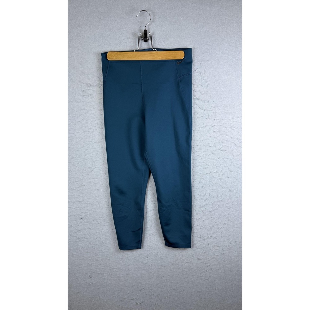 Nike Dri-FIT Capri Leggings Womens Medium Blue Running Yoga Gym Workout Athletic